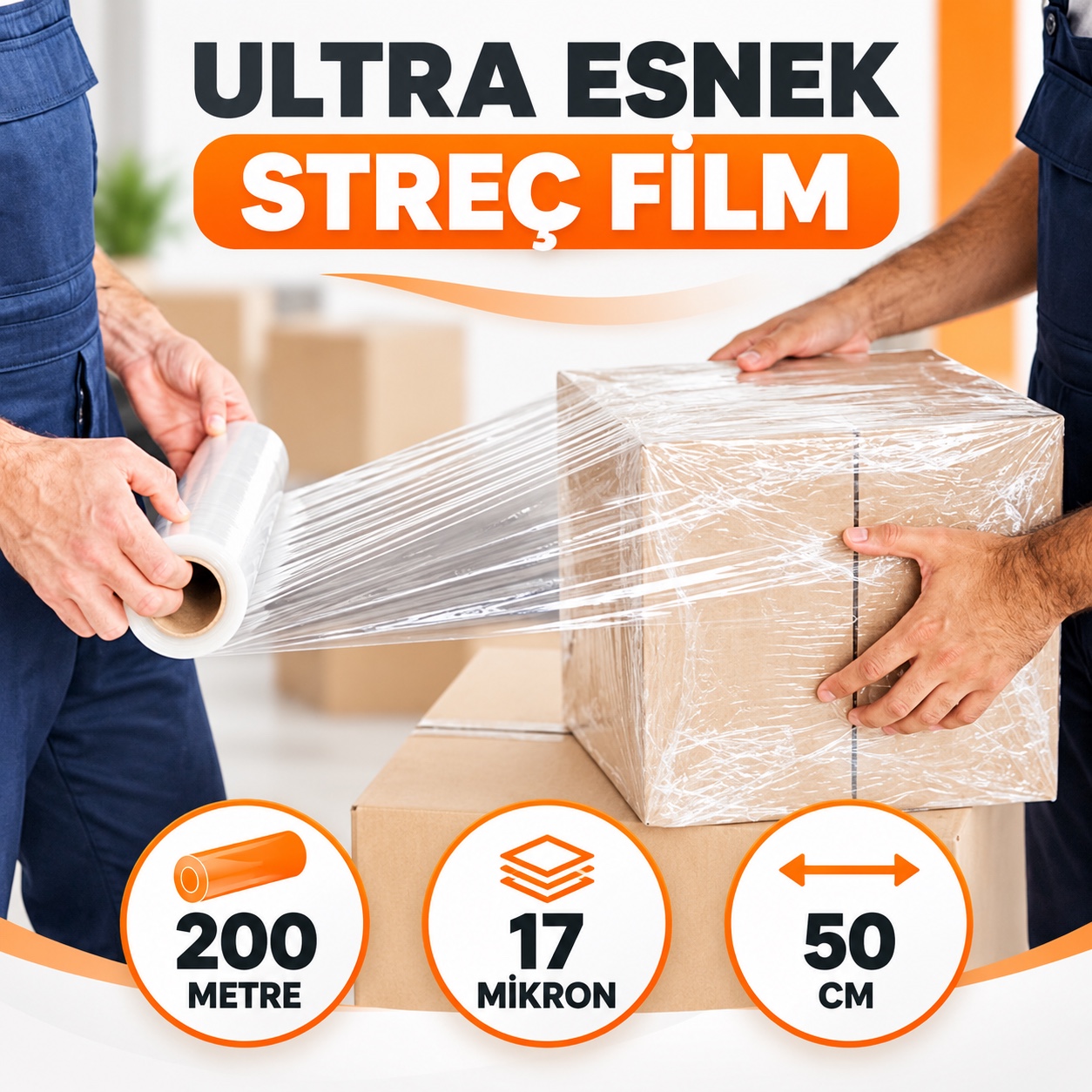 ENDÜSTRİYEL AMBALAJ 17 Mikron El Tipi Streç Film